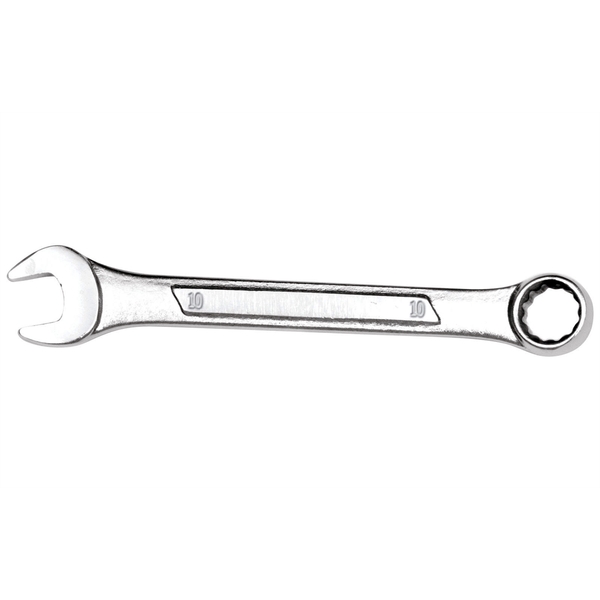 Performance Tool Chrome Combination Wrench, 10mm, with 12 Point Box End, Raised Panel, 4-7/8" Long W312C